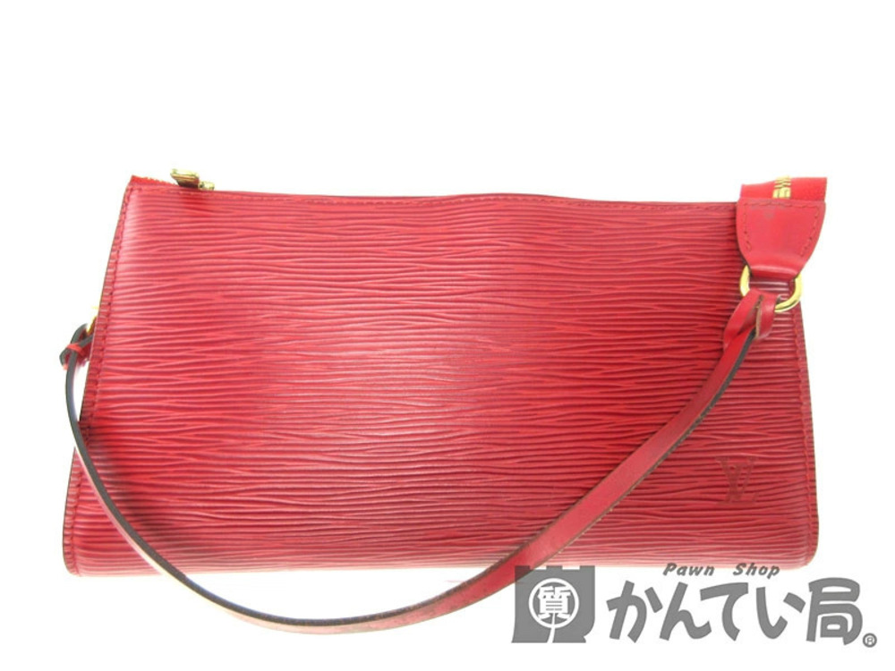 Louis Vuitton Leather Epi Red Bag Handbag Rouge Pochette Shoulder Accessoires - Picture 2 of 3